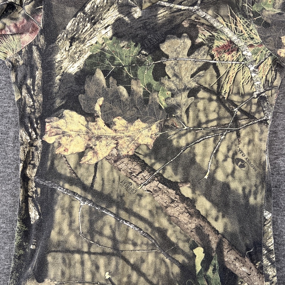 Mossy Oak Camouflage Top Women's Sz M (8-10)  Pink Accents Long Sleeve V‎ Neck - Picture 6 of 8